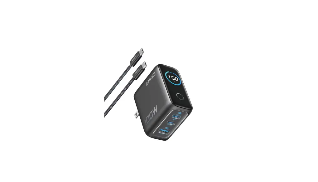 Anker Charger (100W, 3 Ports) with USB-C & USB-Cケーブル ダークグレー