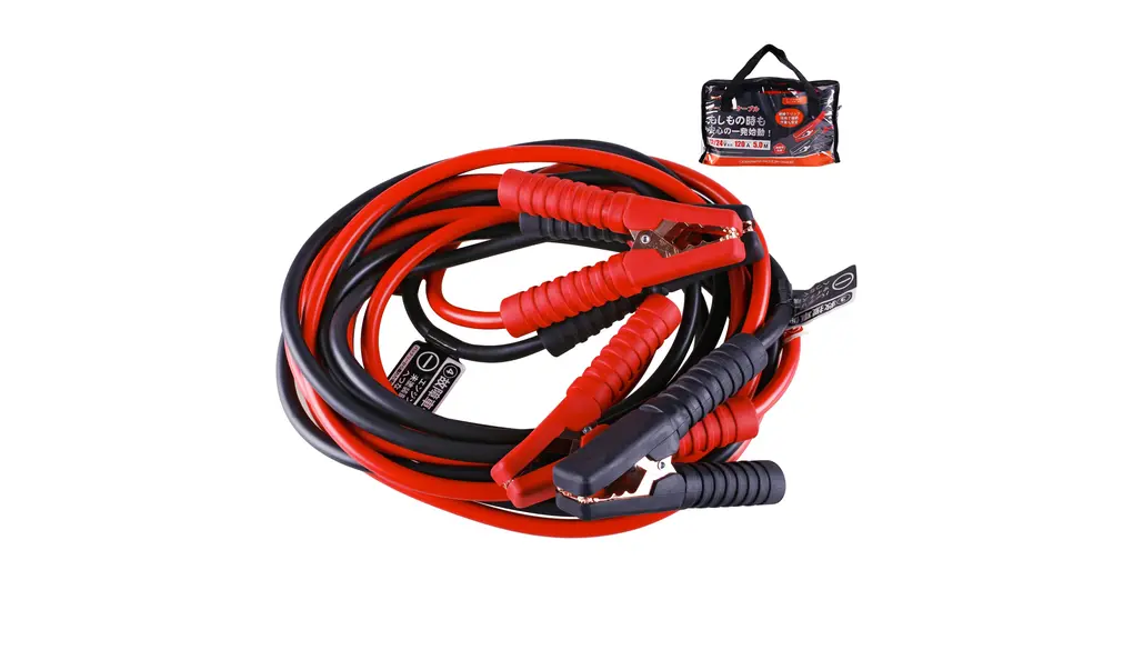 ブースタケーブル 120A 5M 12V/24V車対応 軽自動車から小型トランク・大型乗用車・HV車対応 車起動 エンジン始動 高安全性 高耐久性 耐熱防寒 故障車 救援 バッテリー充電 収納バッグ付き 日本語説明付き PL保険付き