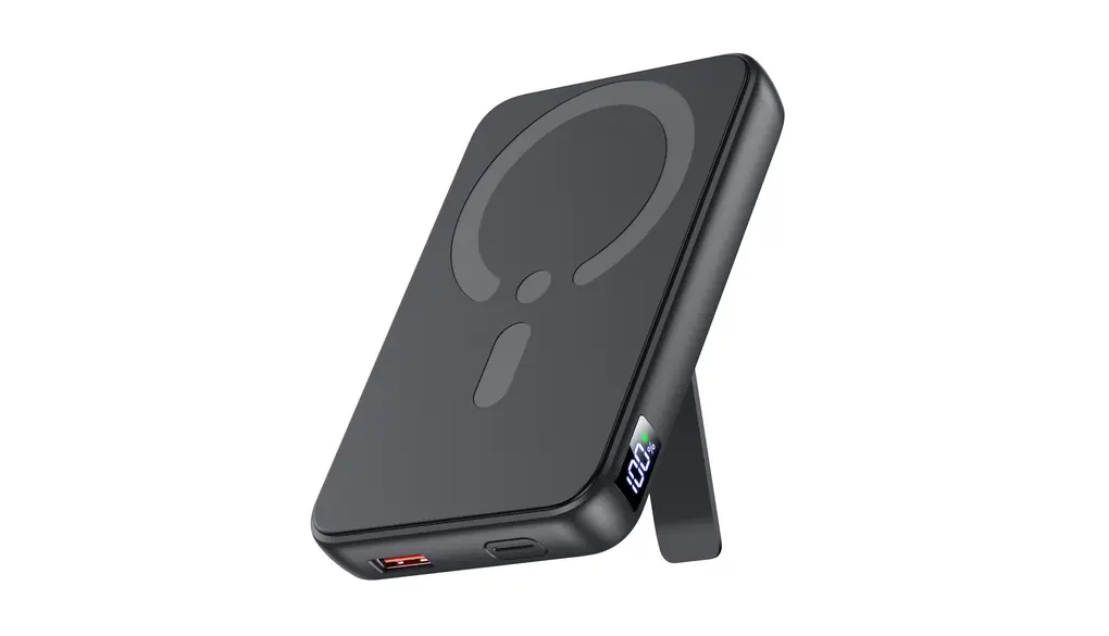 モバイルバッテリー Magsafe対応 【12000mAh大容量・360°回転スタンド付き・3台同時充電可能】 軽量 大容量 小型 最大22.5W急速充電 ワイヤレス充電器 マグセーフ マグネット式 USB-A出力ポート/Type-C出入力ポート LCD残量表示 コンパクト PSE安全認証済み iPhone 17/16/15/14/13シリーズ 旅行/出張/災害用 機内持ち込み可 プレゼント