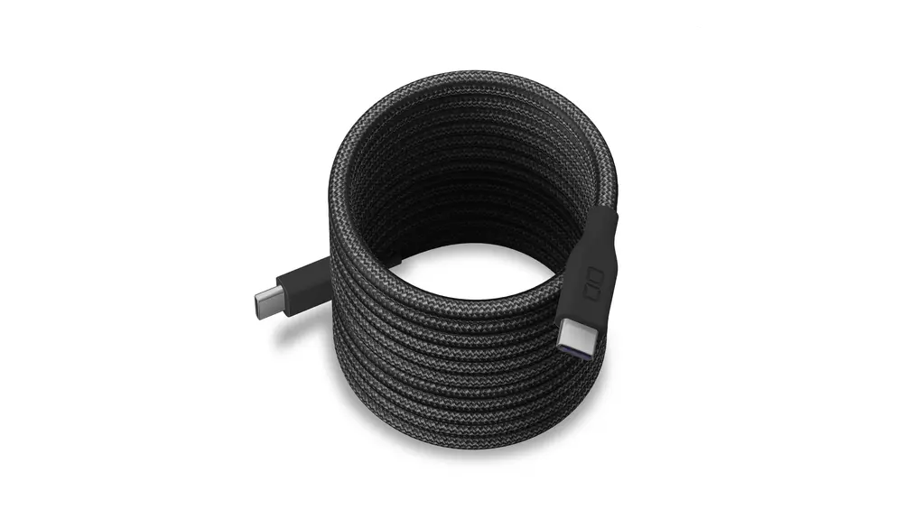 CIO スパイラルケーブル CtoC (Type-C/USB-C) 急速充電 磁石 マグネット吸着 充電ケーブル PD 240W データ転送 480Mbps 形状記憶 (01：ライトブラック, 2m)