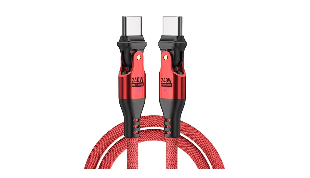 PD 240W USB Type C ケーブル USB-C to USB-C Ｌ字型 540°回転可【1.8M】5A急速充電 データ転送可 タイプc 充電ケーブル AndroidなどType-C機種対応 (1.8m)