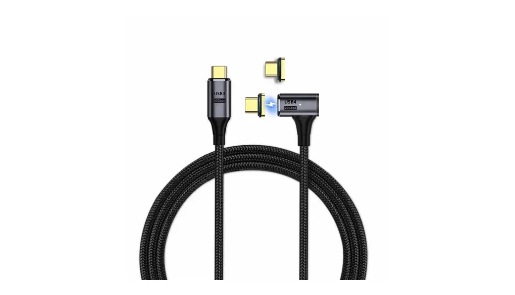 【マグネット端子2個付き】 usb4 マグネット 充電ケーブル サンダーボルト4 対応 ケーブル Type c 2m 100W対応 映像出力 8K@60Hz USB4.0 Type-C マグネット mac pro対応 Thunderbolt 4 対応ケーブル Thunderbolt 3 下位互換 (横L字型)