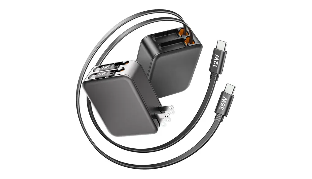 充電器 type-c 35W 急速充電器【自動巻き取り式 2本type-c充電ケーブル付き】 PD対応 2本USB-Cケーブル & USB-C ポート 三台同時充電 タイプcケーブルー体型 折りたたみ式プラグ iPhone 16 / 15/ 14/ 13/ 12/ 11/ X/XS/XR/ 8/ 7/ SE/iPad Pro/AirPods/Androidなどに対応 ブラック