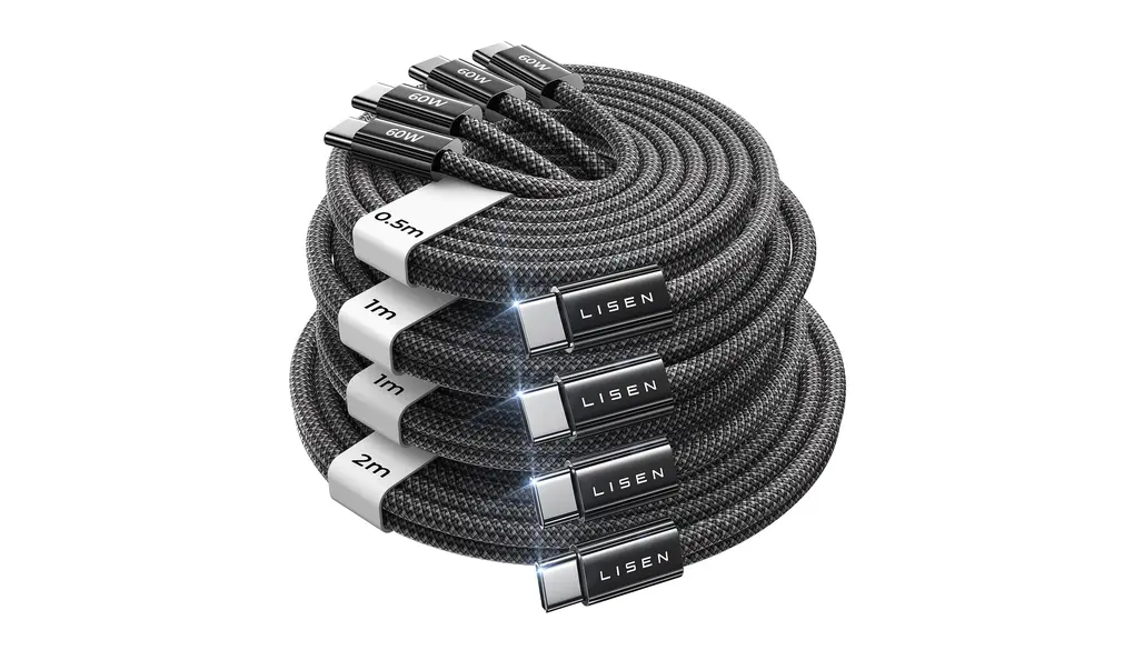 LISEN USB C & USB C ケーブル 急速充電【60W/4本】Type-c ケーブル タイプc (家族のデバイス、一セットでまかなう) PD たいぷしー充電器 CtoC コード 高耐久 48本ナイロン織り 複数台同時充電可能 iPhone 17 16 15 Pro Max Air Plus/Galaxy S25 24/ipad/Switchなど対応【0.5m+1m+1m+2m】