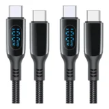 USB Type C ケーブル 100W/5A【2本セット】MINSLIS 出力スクリーン付き急速充電ケーブル｜充電の不安が消える“見える安心”
