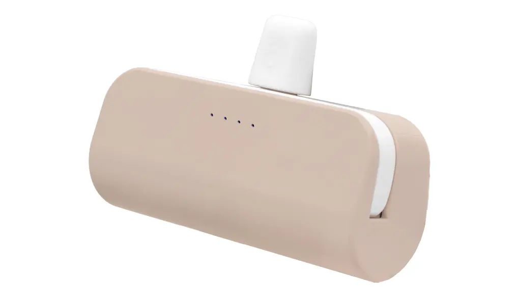 モバイルバッテリー 軽量 107g 小型 5000mAh ケーブル内蔵 デジタル表示 大容量 タイプC Type-C PSE認証 急速充電 コンパクト 2台同時充電 携帯充電器 機内持ち込みOK E-03 (カフェラテ, LED表示)