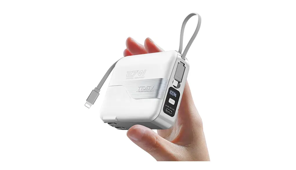 モバイルバッテリー 20000mAh 大容量 コンセント一体型【PD27W&22.5W急速充電/２本ケーブル内蔵/折畳式ACプラグ】3台同時充電 LCD残量表示 スマホスタンド PSE認証済 コンセント 持ち運び便利 スマホ充電器 iPhone15/Android/Type-C各機種対応 (ホワイト)