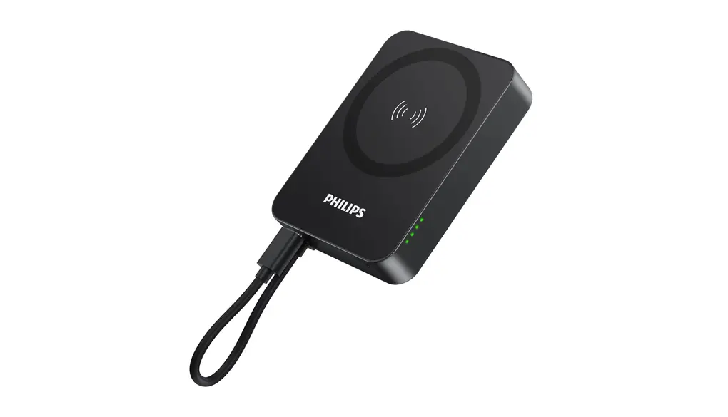 Philips(フィリップス) 10000mAh MagSafe対応 マグネット式 モバイルバッテリー 大容量 ワイヤレス充電器 小型 パススルー機能/2台同時充電/入出力usb-cケーブル付き/PSE認証済 機内持込可能 ブラック DLP2717QB