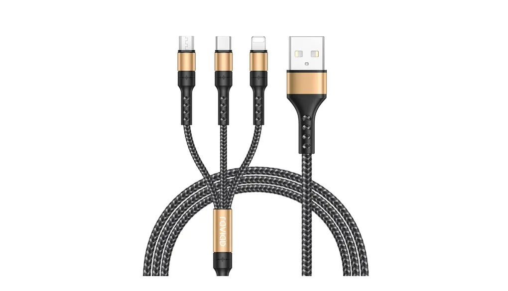 RAVIAD 3in1 充電ケーブル USB ケーブル 充電コード USB Type C ケーブル Micro USB ケーブル Phone 充電ケーブル 3台同時給電可能 Phone Android タイプC Galaxy Kindle 等全機種対応 超高耐久 - 1.2M ゴールド