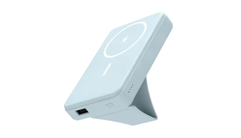 多摩電子工業 マグネットバッテリー 10000mAh (急速充電PD20W)×1 Permier PR-LWC02 ワイヤレス充電 MagSafe対応 折りたたみスタンド付 蓄電用ケーブル（USB-A to USB-C／約15cm）白色1本付属 (本体色ﾍﾞﾋﾞｰﾌﾞﾙｰ)