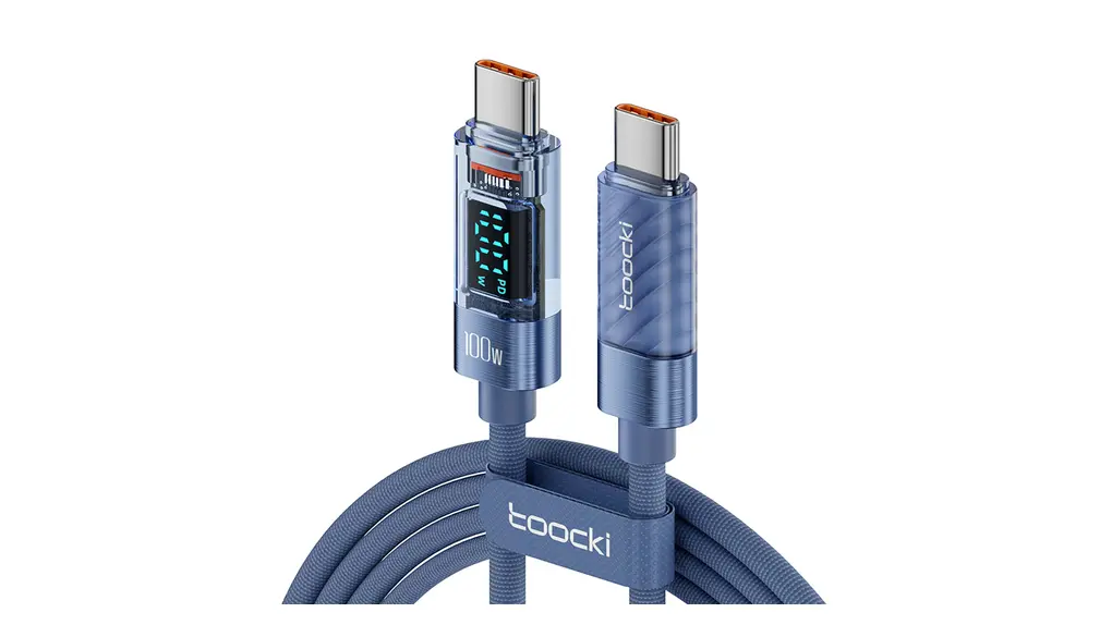 toocki usb c ケーブル 100W PD LEDディスプレイ搭載 1M タイプc 急速充電 typec ブルー ナイロン編み iPhone 17/iPhone 16/iPhone 15/Plus、MacBook Air/Pro、Galaxy、SwitchなどUSB-Cデバイスに対応