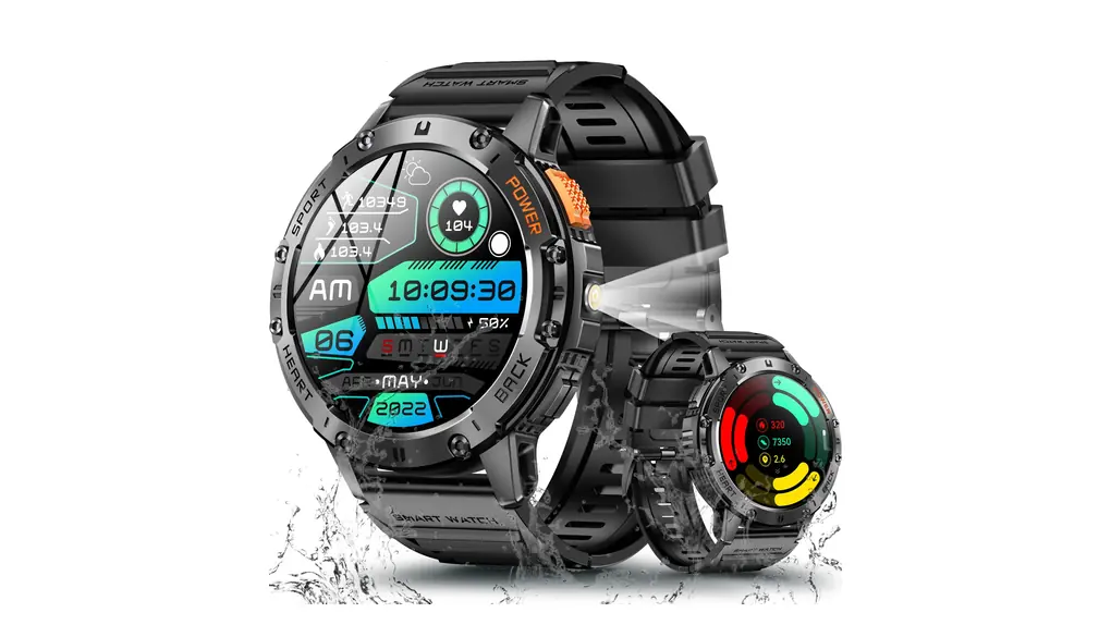 スマートウォッチ 【2025革新モデル 軍用規格&防水防塵耐衝撃】1.43インチAMOLED高精度画面 懐中電灯付き 通話機能付き 530mAh長持ちバッテリー iphone対応 アンドロイド対応 メッセージ通知 音楽再生 音声アシスタント 腕時計 100+種類運動モード Smart watch スポーツウォッチ 文字盤自由設定 天気予報 メンズ レディース