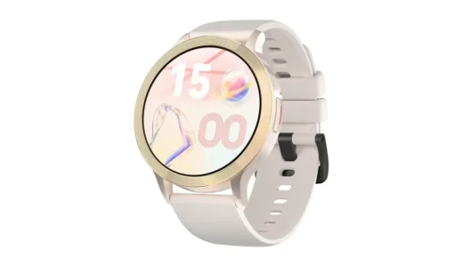 丸形で上品にスマート化！Frisat スマートウォッチ 1.39インチHD｜通話も通知もこれ一台で完結（ピンク）