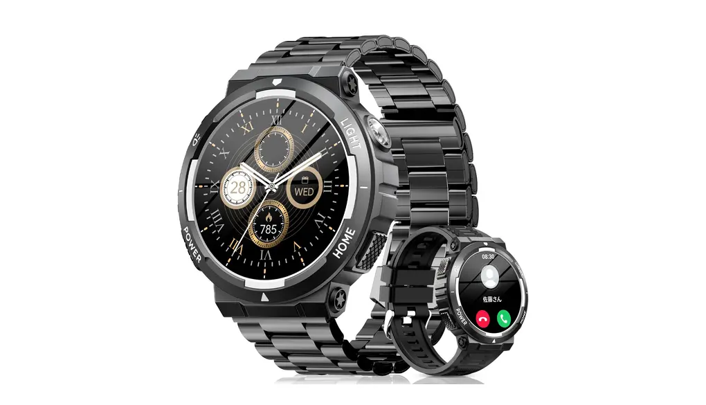 スマートウォッチ【2026初売り】Bluetooth通話 Line/メッセージ通知 アプリのGPS連動可能 100+運動モード 3ATM防水 長持ちバッテリー カメラ制御 音楽制御 音声アシスタント 歩数計 腕時計 目覚まし時計 天気予報 300+文字盤 1.53インチ大画面 iPhone/アンドロイド対応（黒と灰）