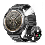 KOMOI スマートウォッチ【2026革新モデル 軍用規格】｜懐中電灯×Bluetooth通話×1.53インチ大画面、全部入りの安心モデル