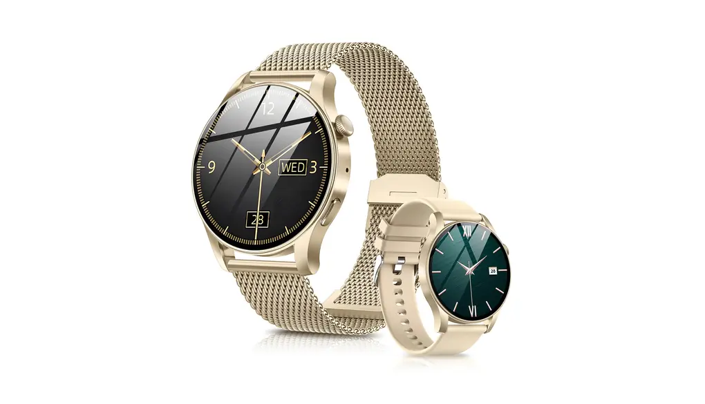 スマートウォッチ 2025新登場 丸型 1.43インチ AMOLED 高精細画面 2種バンド付き 通話機能付き LINE メッセージ通知 100＋運動モード 運動記録 歩数計 活動量計 日本語説明書 IP67防水 腕時計 音楽制御 遠隔撮影 メンズ レディース プレゼント Rmana スマートウォッチ アンドロイド対応 iphone対応 TELEC認証取得済 (ゴールド)