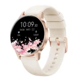 【2025年新モデル】SLOKSFil スマートウォッチ 超薄型・超軽量｜丸型デザインで通話もできる上品ベージュ