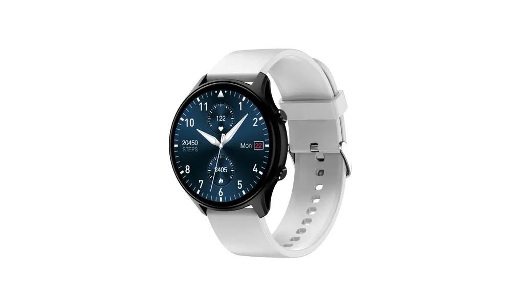 グリーンハウス スマートウォッチ フルタッチディスプレイ 着せ替えベルト付き IP65防水防塵 エクササイズモード 着信通知 音声アシスタント対応 ホワイト GH-SMWC-WH