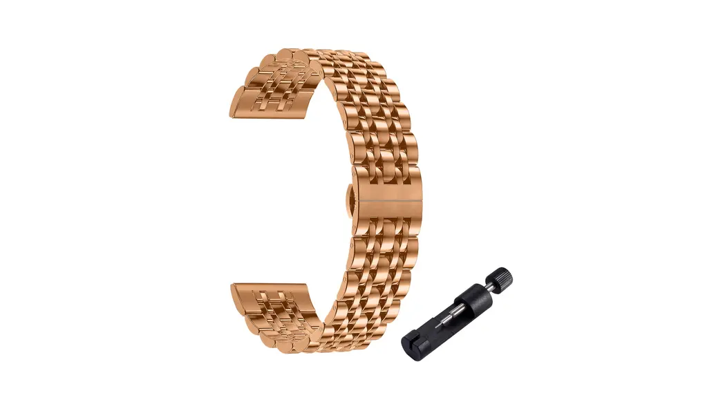 [Hinnwer] 22mm 時計バンド 対応 20mm / 22mm 交換ベルト ステンレス製 20ミリ 22ミリ 替えベルト ビジネス風 調整工具付き 長さ調節 スマートウォッチ ベルト22mm 金属バンド 交換バンド 対応 - (22ミリ + ローズゴールド)