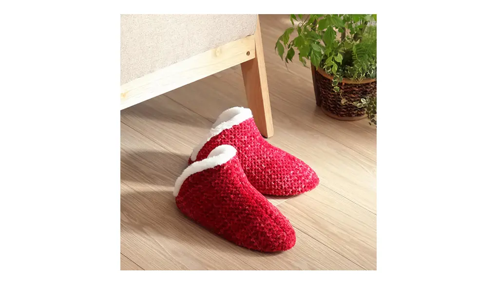 イケヒコ ルームシューズ ノート 甲高 約M(~25cm用) レッド シンプル なめらか 肌触り 足首 スリッパ シューズ #7321539