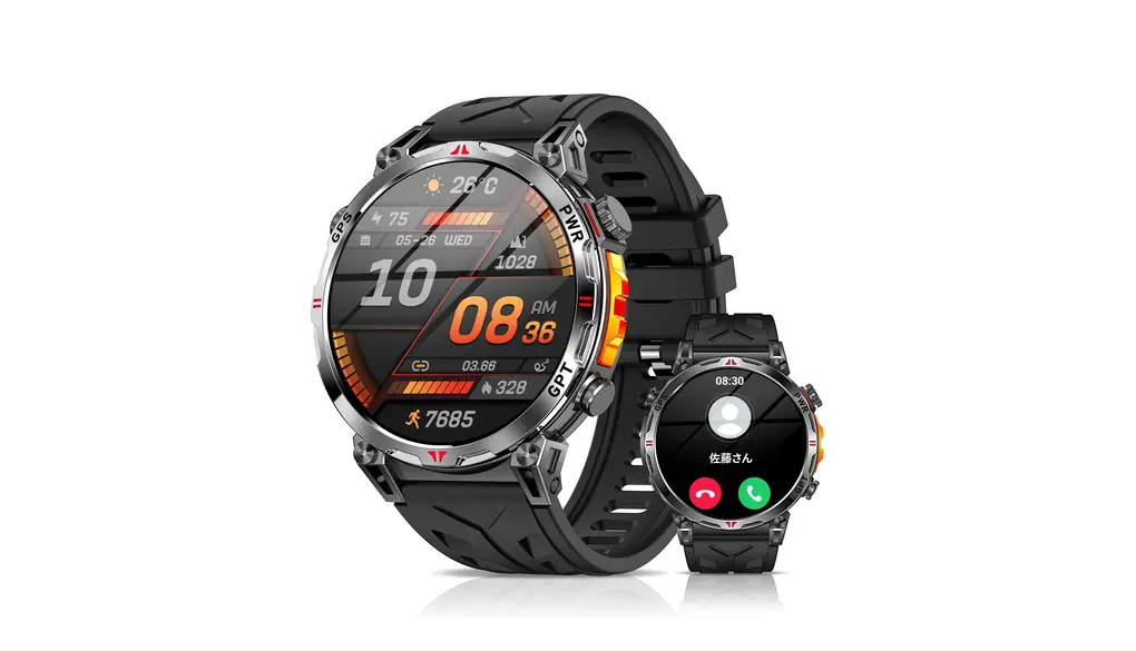 スマートウォッチ【2025年業界最新傑作 】軍用規格 耐衝撃 ChatGPT搭載 AI文字盤 GPS内蔵 常時表示時計 1.56インチAMOLED大画面 Bluetooth通話 LINE/メッセージ通知 100＋運動モード GPS運動記録3ATM防水 長持ちバッテリー スポーツウォッチ DIY文字盤 腕上げ点灯 音楽制御 遠隔撮影 iPhone アンドロイド対応(ブラック)