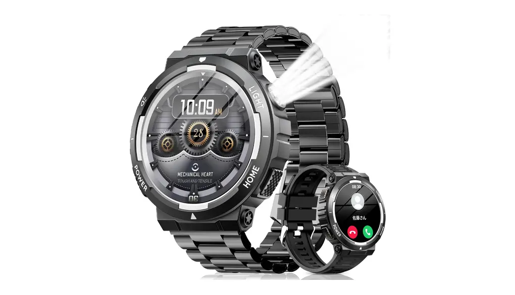 スマートウォッチ【2025最新デザイン 付属ベルト2本】軍用規格 Bluetooth通話 Line/メッセージ通知 1.53インチ大画面 100+運動モード アプリのGPS連動可能 3ATM防水 耐衝撃 400mAh長持ちバッテリー DIY文字盤 音楽制御 音声アシスタント カメラ制御 天気予報 Smart Watch 日本語説明書 iPhone/アンドロイド対応 (ブラック)