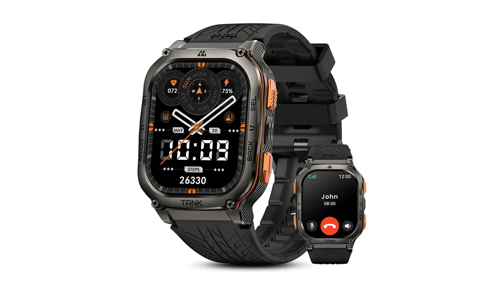 KOSPET Tank M3 Ultra スマートウォッチ メンズ GPS内蔵 5ATM/IP69K防水 Bluetooth通話 メッセージ通知 健康管理 睡眠モニタリング 170＋スポーツモード 気圧高度計 コンパス AIボイス操作 iPhone Android対応 1.96インチ AMOLED 常時表示ディスプレイ オールステンレス(55mm) (ブラック)