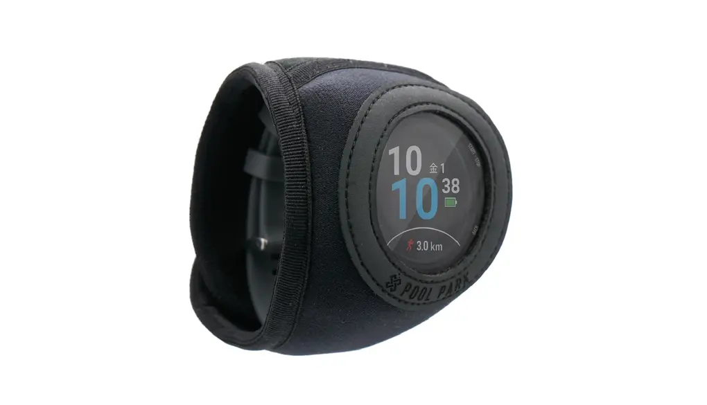 【丸型液晶用】プール用スマートウォッチ保護バンド【タフバージョン】 元アスリートスイマーが開発した装着しやすくて 泳ぎやすいプールパークバンド POOL PARK BAND TOUGH タフ カバー Galaxy fitbit スイミング フィットネス (M, ブラック)