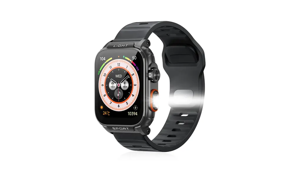 スマートウォッチ 【超高輝度懐中電灯付き&長持ちバッテリー】 1.91インチ HD 大画面 Smart Watch Bluetooth通話機能付き LINEメッセージ通知 音声アシスタント IP68防水 120+運動モード スポーツウォッチ 活動量計 歩数計 腕時計 文字盤自由設定 天気予報 音楽再生 目覚まし時計 iPhone アンドロイド対応 (ガンブラック)