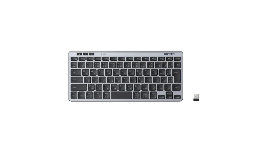 UGREEN ワイヤレス 無線 キーボード Bluetooth +2.4G 三台切替可能 静音設計 キーボード 超軽量 薄型 人間工学デザイン 78キー 日本語配列 高耐久 簡単接続