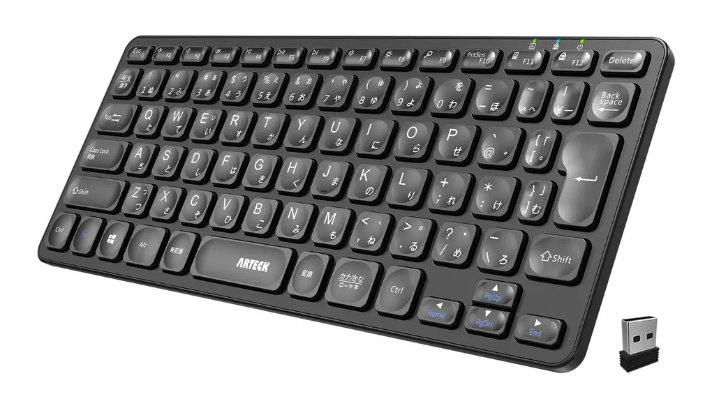 Arteck 2.4Gワイヤレス キーボード 無線 軽量 フルサイズ メディア機能 ホットキー コンピューター、デスクトップ、PC、ラップトップ、Surface、スマートテレビ、Windows10/8/7との交換性あり