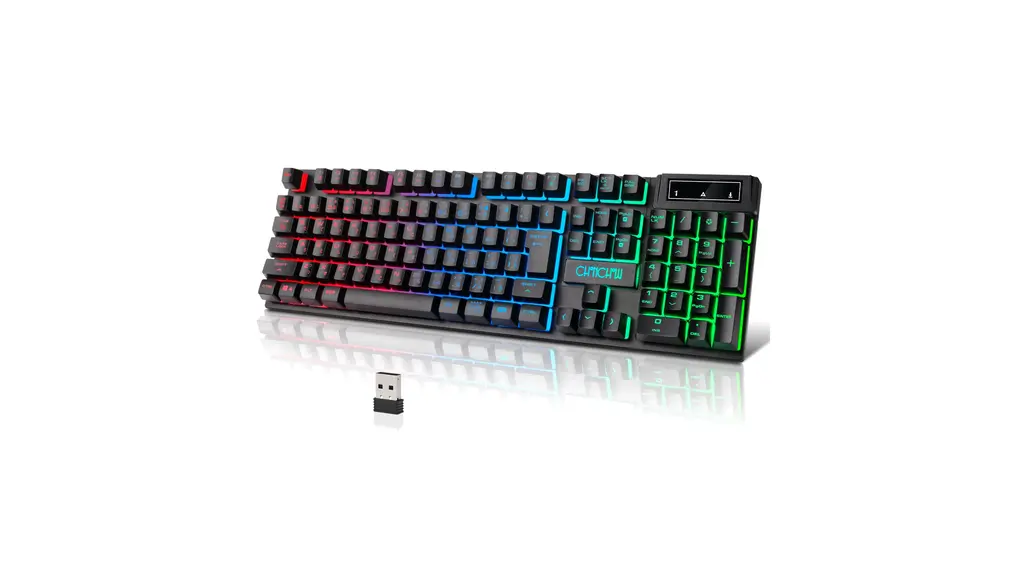 CHONCHOW ワイヤレス ゲーミングキーボード 光る 無線 充電 キーボード 日本語配列 keyboard ゲーミング ps4/ps5/xbox 対応 2.4GHz USB接続をサポート19キー防衝突 RGB7色バックライトの変更が可能