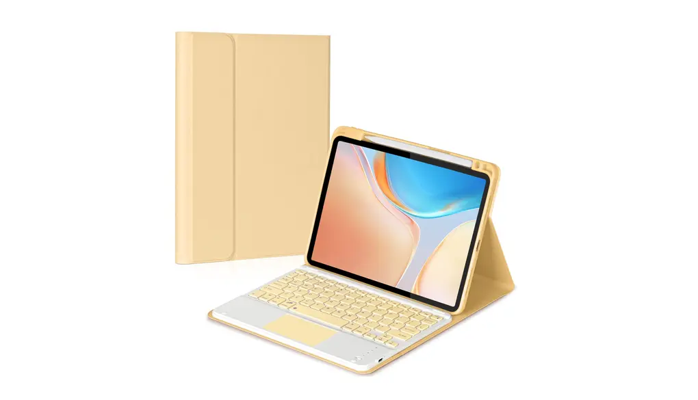 iPad第10世代 2022/ iPad (A16) 2025 第11世代 キーボードケース タッチパッド搭載 上側ペンホルダー スタンド機能 全面保護 イエロー