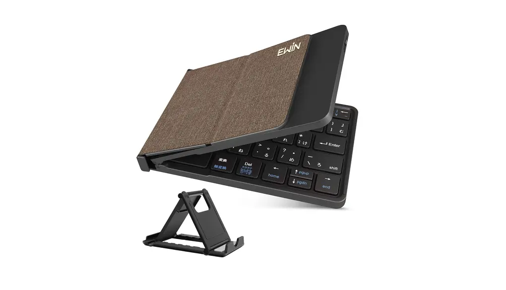 Ewin 折りたたみ式 Bluetooth5.1 キーボード 日本語配列 無線 ワイヤレス かな入力 JIS配列 薄型 折り畳み 3台デバイス切り替え (Brown)