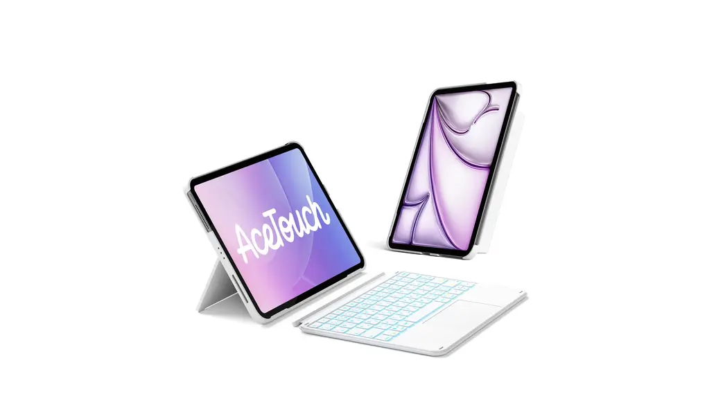 Inateck iPad A16 第11世代/第10世代用軽量キーボード付きケース バックライト付き JIS日本語配列 iPad Air 11インチ M3 2025/M2 2024、Pro11インチ第4/3/2/1世代、Air第5/4世代 10.9インチに対応 横/縦置き 着脱式 タッチパッド搭載 KB04122 ホワイト