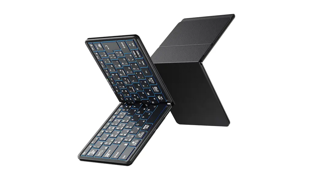 Omikamo Bluetooth＆USB無線両用 キーボード 折りたたみ JIS標準日本語配列 7色LEDバックライト 軽量 左右Shiftキー/L型Enterキー搭載 ipad ワイヤレス タブレット スマホ用 コンパクト 薄型 IOS/Windows/Mac/Android対応 3台デバイス対応 持ち運び便利 Type-C充電式 日本語説明書付(黒)