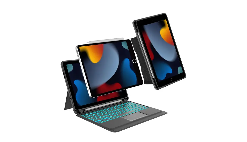 高級版「横/縦両方対応」 iPad 第9世代 キーボード ケース 10.2インチ 第8世代 第7世代 キーボード タッチパッド搭載 超薄 軽量 分離式 ワイヤレス bluetoothキーボードカバー iPad Air3/Pro 10.5 兼用 多角度調整 バックライト付き Pencil収納 日本語取扱説明書付き(ブラック)