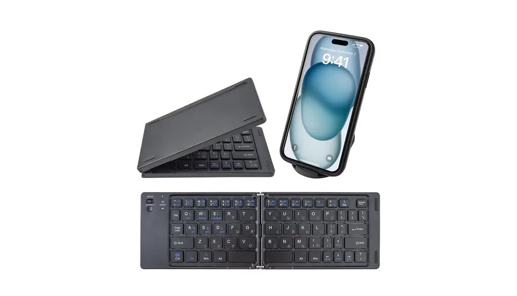 【3台同時接続／JIS配列】Bluetooth ワイヤレス 折り畳みキーボード 64キー タブレット用キーボード 薄型8mm 静音 平仮名刻印 Type-C充電 同時接続可能 IOS／Android／Windows／Mac兼用 パソコン ブラック