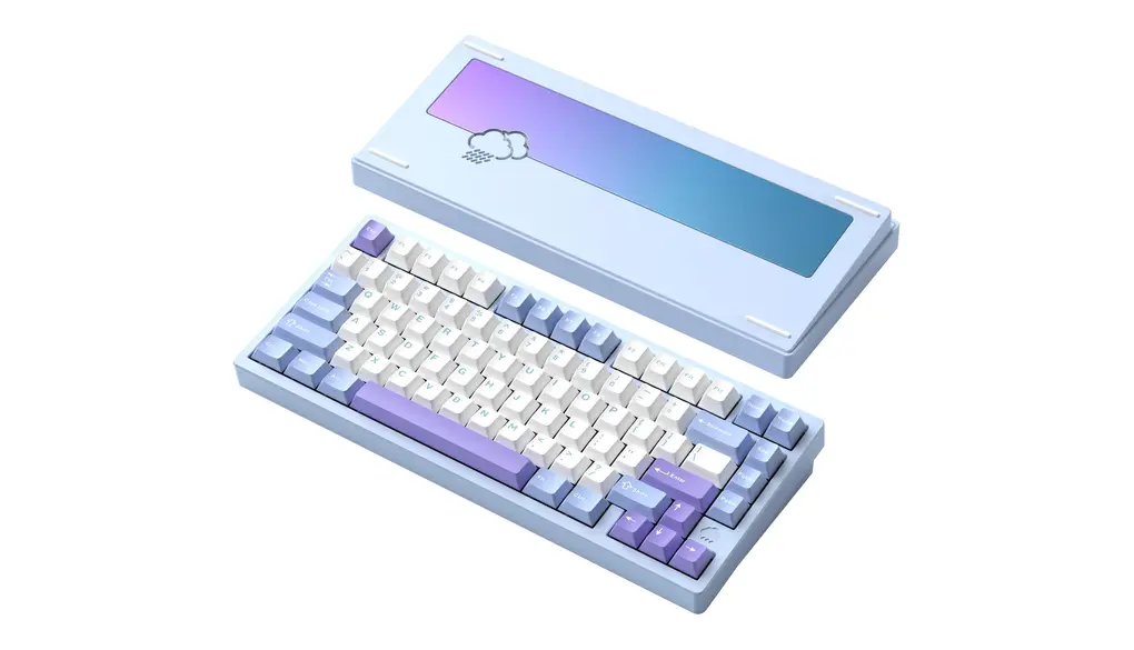 【WOBKEY Rainy 75キーボード】雨音のような打鍵音 メカニカルキーボード 3WAY接続 OS互換性 ホットスワップとVIAの対応 カスタマイズ性 ガスケットデザイン アルミニウム素材使用 RGBバックライト (Color (ブルー 英字配列))