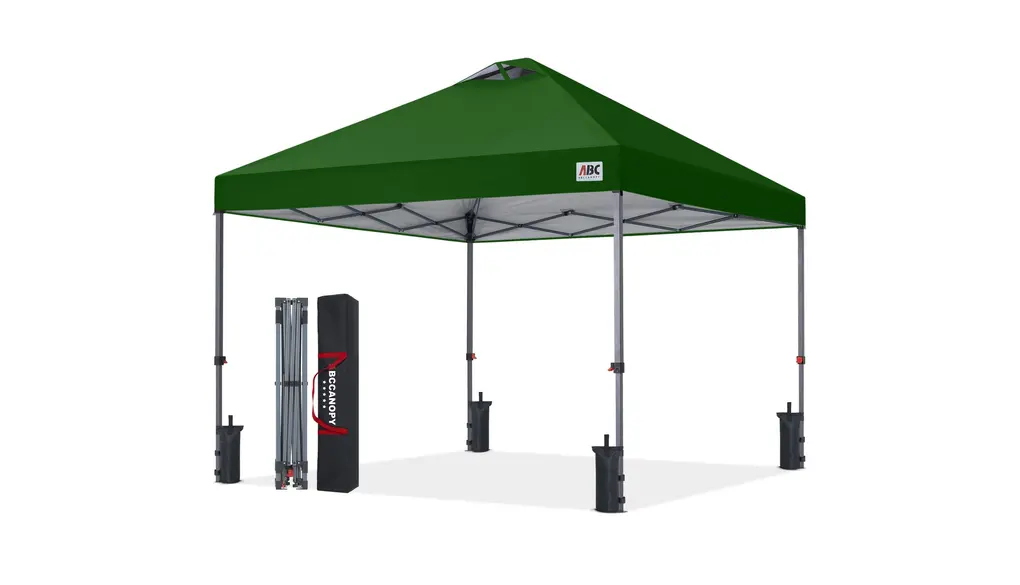 ABCCANOPY ワンタッチ タープテント 3m×3m 2m×2m 大型 風抜けベンチレーション スチールフレーム 4段階調節 ボタン式 UVカット遮熱シルバーコーティング センターロック 収納バッグ・ペグ・ロープ・砂袋4個付 組み立て簡単 耐水加工 遮光 日除け キャンプ アウトドア イベント 運動会用 グリーン 3M