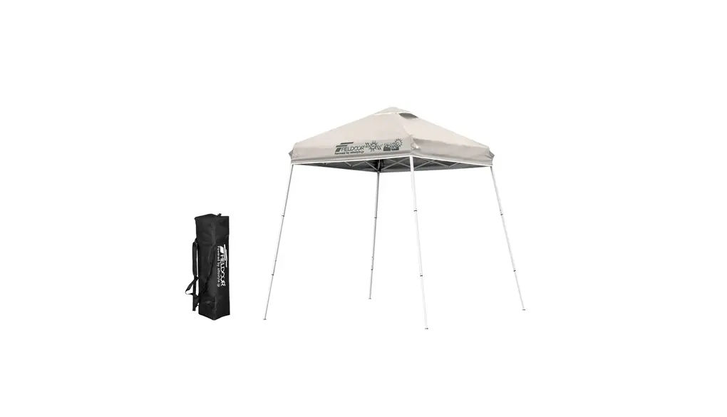 FIELDOOR ワンタッチポータブルタープテント 【センターロック/スチール】 設営簡単 スピーディー 別売りオプション豊富 高耐水加工 UVカット [通常タイプ] [1.5×1.5m] [ライトベージュ]