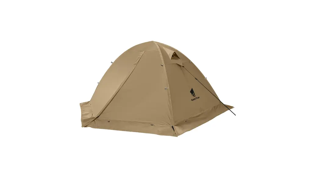 GEERTOP テント 2人用 ソロテント 軽量 4シーズン 二重層 耐水圧5000MM 防水 登山 スカート付き 防寒 簡単設営 アウトドア キャンプ バイク ツーリング カーキ